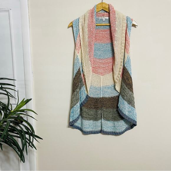 Cabi Cardigan Sleeveless Wrap Sweater Vest Striped Multicolor Size S - Picture 3 of 6